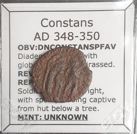 #o572# Rare Roman Bronze coin issued by Constans II from 348-350 AD