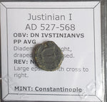 #o524# Byzantine pentanummium coin of Justinian I from 527-565 AD