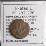 #M852# Sicilian Greek coin of Hiketas II from Syracuse, 287-278 BC