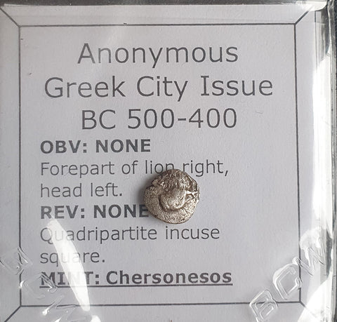 #o531# Anonymous Silver Greek Hemiobol coin Cherronesos 500-400 BC