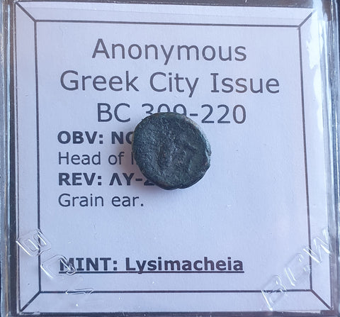 #L748# Anonymous Greek City Issue Bronze Coin of Lysimacheia from 309-220 BC