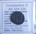 #N361# Roman Bronze coin issued by Constantine II from 324-326 AD