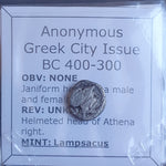 #o418# Anonymous silver Greek city issue Obol from Lampsakos from 400-300 BC