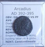 #N359# Roman Bronze coin issued by Arcadius from 392-395 AD