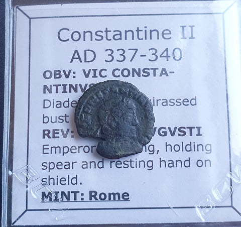 #L123# Roman Bronze coin issued by Constantine II from 337-340 AD