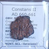 #o584# Rare Byzantine Follis coin of Constans II from 660-661 AD