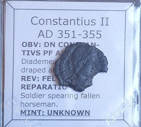 #N375# Roman Bronze coin issued by Constantius II from 351-355 AD