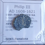 #o604# Spanish copper 4 Cornados coin of Philip III from 1608-1621 AD