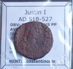 #L921# Byzantine Follis coin of Justin I from 518-527 AD