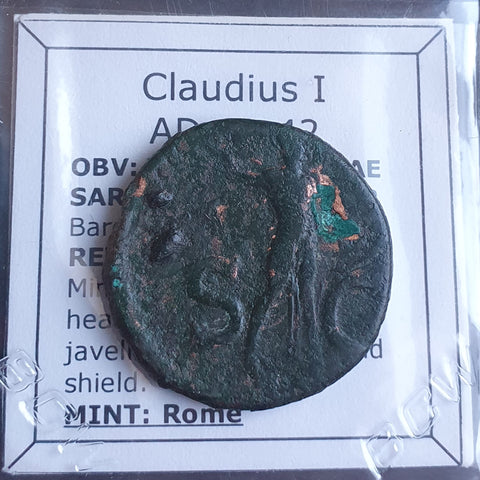 #k105# Roman Ae As coin of Claudius I from 41-42 AD