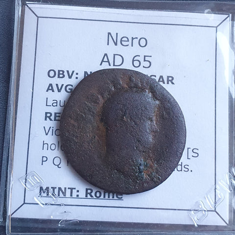 #o602# Roman Ae AS coin of Nero from 65 AD