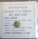 #N238# Anonymous Greek City Issue silver obol of Tenedos from 480-450 BC