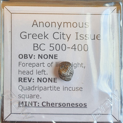 #o490# Anonymous Silver Greek Hemiobol coin Cherronesos 500-400 BC