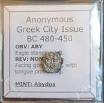 #o443# Rare Anonymous Greek City Issue silver Obol of Abydos from 480-450 BC