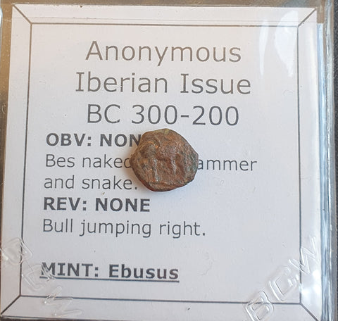 #N652# Anonymous Iberian Greek City Issue Bronze Coin of Ebusus (Ibiza) from 300-200 BC