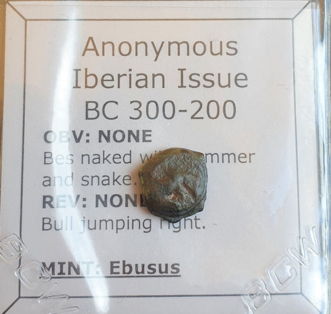 #N653# Anonymous Iberian Greek City Issue Bronze Coin of Ebusus (Ibiza) from 300-200 BC