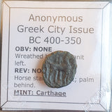 #o626# Anonymous Greek Bronze Coin Minted in the city of Carthage (400-350 BC)