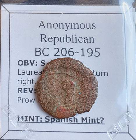 #o630# Roman Republican Æ Semis of Spanish-type from 206-195 BC