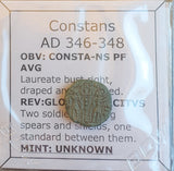 #o654# Roman Bronze coin issued by Constans from 346-348 AD