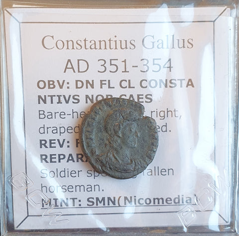 #M060# Roman bronze coin issued by Constantius Gallus from 351-354 AD