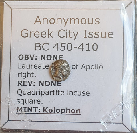 #o168# Anonymous Greek silver coin from Kolophon, 450-410 BC