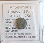 #o671# Anonymous copper Umayyad Fals coin from N. Africa 711-750 AD