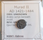 #o691# Ottoman copper Mangir coin of Murad II from 1421-1451 AD