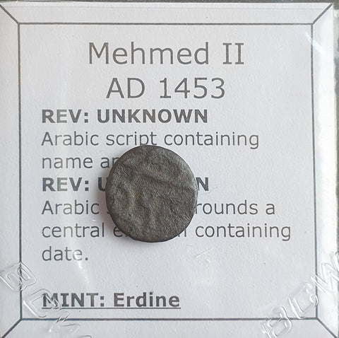 #o698# Ottoman copper Mangir coin of Mehmed II from 1453 AD