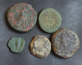 Lot of 5 Identified Iberian Greek Bronze coins from 400-20 BC