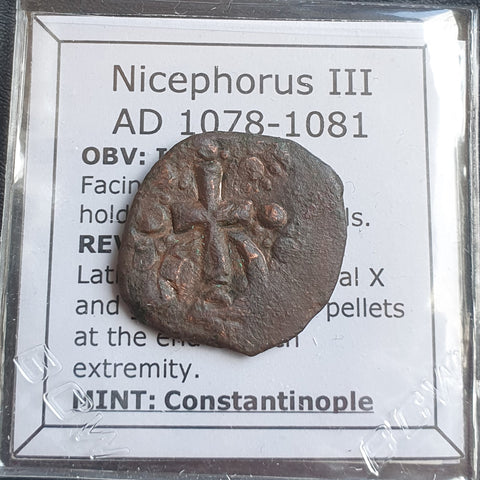 #M068# Byzantine Follis coin of Nicephorus III from 1078-1081 AD