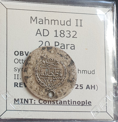 #J839# Ottoman silver 20 para coin of Mahmud II from 1832 AD