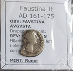 #o308# Roman Silver Denarius coin of Faustina II from 161-175 AD