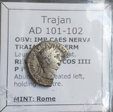 #N001# Roman silver denarius coin of Trajan from 101-102 AD