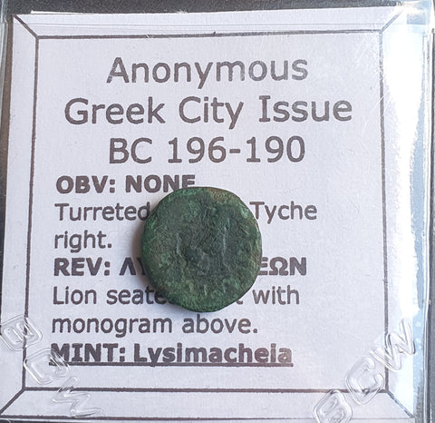 #k921# Anonymous Greek City Issue Bronze Coin of Lysimacheia from 196-190 BC