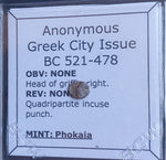 #L592# Anonymous Greek silver Diobol coin of Phokaia, 521-478 BC