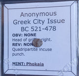 #L592# Anonymous Greek silver Diobol coin of Phokaia, 521-478 BC