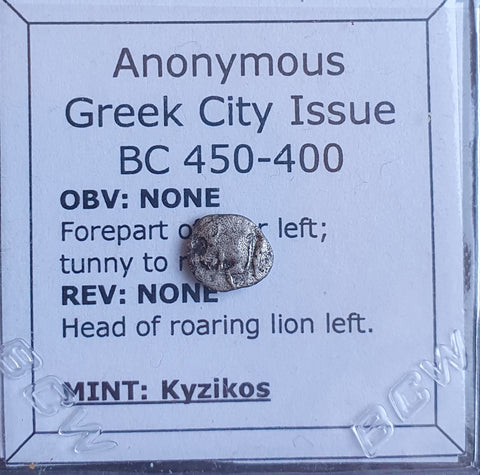 #f325# Anonymous silver Greek city issue coin from Kyzikos 450-400 BC