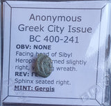 #L685# Anonymous Greek City Issue Bronze Coin of Gergis from 400-241 BC