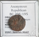 #o952# Roman Republican Æ Semis of Spanish-type from 206-195 BC