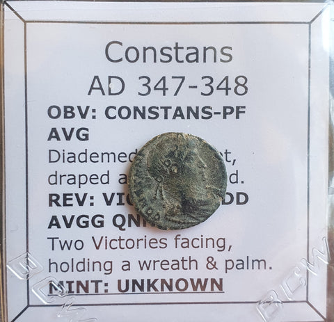 #o912# Roman Bronze coin issued by Constans from 347-348 AD