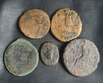 Ex-dealers lot of 5 Ancient bronze Roman coins from BC 27-111 AD