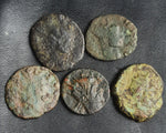 Lot of 5 professionally cleaned & identified Roman coins of Claudius II, 270 AD