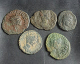 Lot of 5 professionally cleaned & identified Roman coins of Claudius II, 268-270 AD