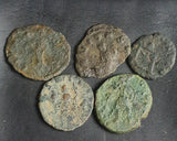 Lot of 5 professionally cleaned & identified Roman coins of Claudius II, 268-270 AD