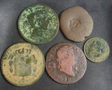 Lot of 10 professionally cleaned & identified Spanish coins from 1636-1878 AD