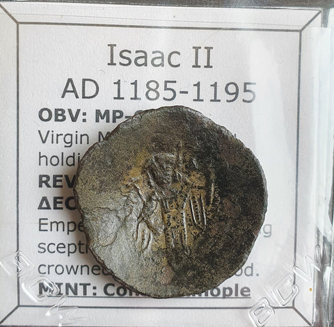 #m336# Byzantine Trachy coin of Isaac II from 1185-1195 AD (Constantinople)