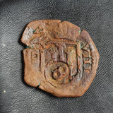 #p015# Spanish Countermarked 8 maravedis coin of Philip IV, 1641/52 AD