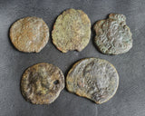 Ex-dealers lot of 5 Ancient bronze Roman coins of Constantius II from 351-361 AD