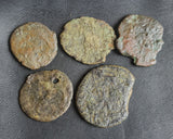 Ex-dealers lot of 5 Ancient bronze Roman coins of Constantius II from 351-361 AD