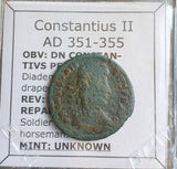 #o970# Roman Bronze coin issued by Constantius II from 351-355 AD